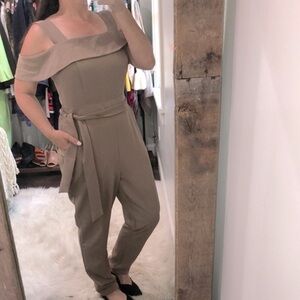 New York and Company tan pants jumpsuit new tags size large